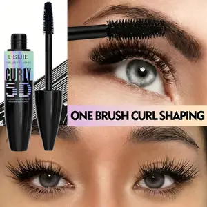 5D mascara makeup, super curled, thick and long-lasting eyelash primer for women, waterproof and sweat-proof, lengthening and smudge-resistant, 24H three-dimensional curling and setting gel, evenly coated without clumping