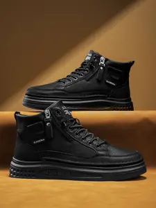 Men's Vintage Classic Lace-Up Mid-Calf British Style Boots, PU Leather Round Toe Easy Clean, Casual Comfortable Outdoor Shoes