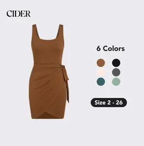 Cider [6 colors, size 2-26] U-neckline Knotted Mini Dress