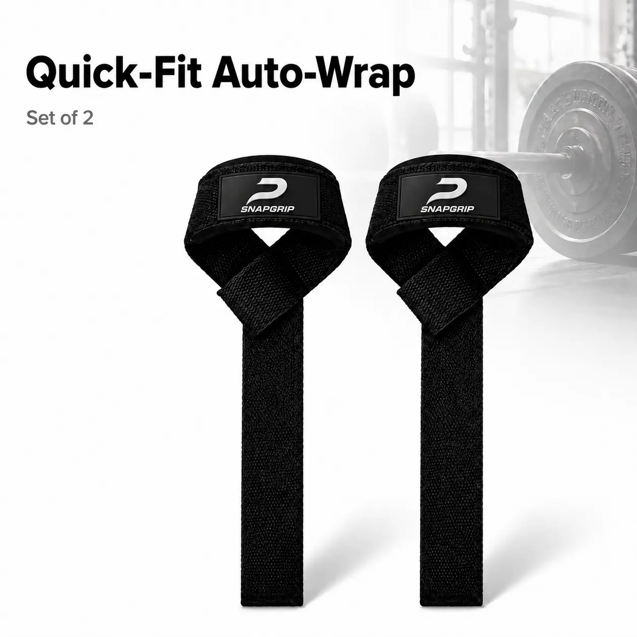 Unisex Auto-Wrap Lifting Straps - Quick-Secure Fit, Silicone Non-Slip Grip, Wrist Protection for Gym Deadlifts & Workouts, Set of 2
