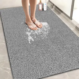 Extra Large Non Slip Soft Loofah Shower Floor Mat 59" x 35", Anti Slip Bath Mat for Elderly for Inside Shower & Wet Areas, Quick Drying Easy Clean, Grey