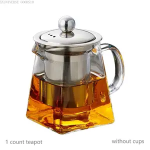 Glass Tea Set, 1 Piece Stainless Steel Filter Infusion Tea Kettle with Removable Infuser, Square GlassTea Set For Gift Giving, Anti-breakage Packaging Pot Teacup ClearEverlanelnspired17XXUNIVERSE GOODS10