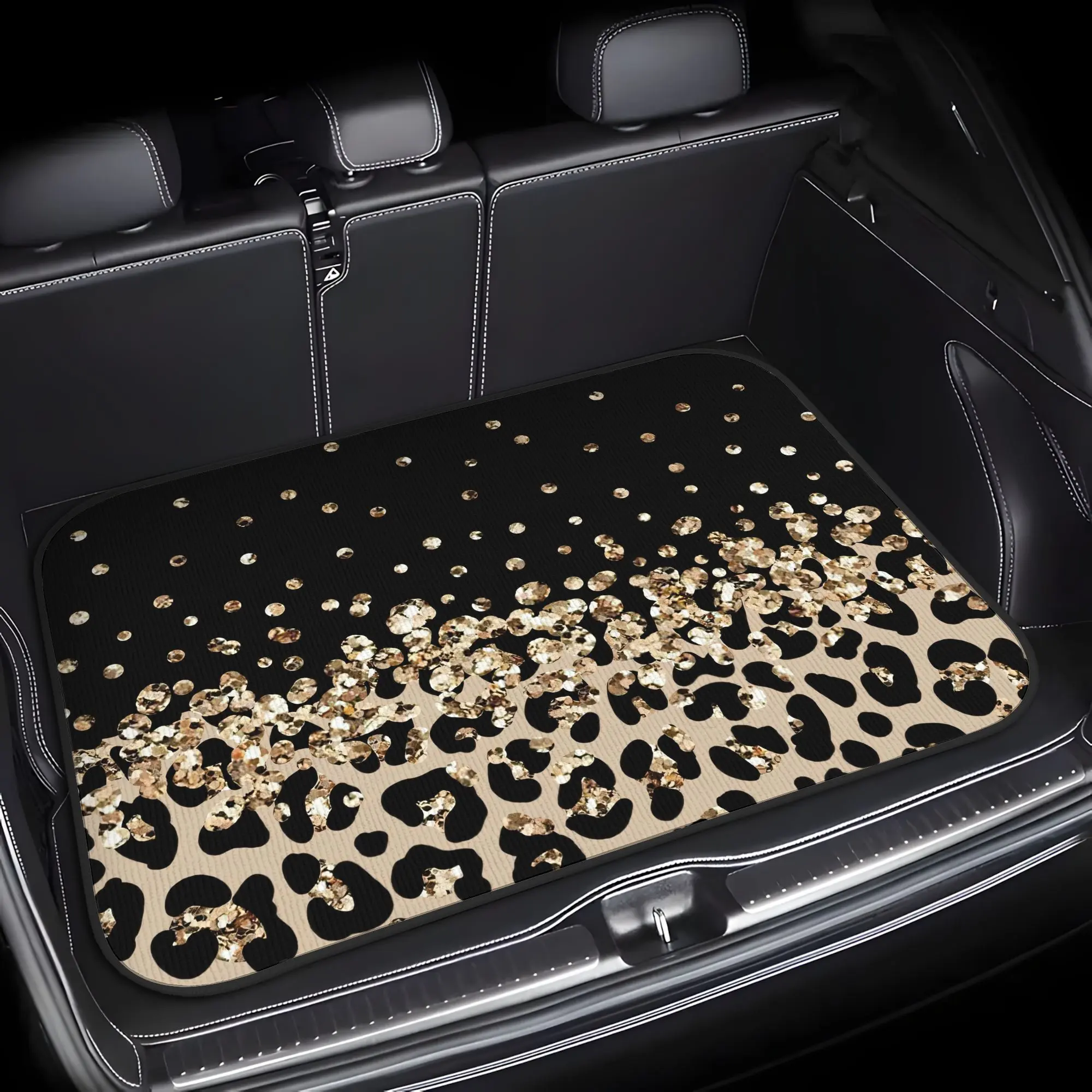 1pc Car trunk mat, Leopard print design anti-slip and easy to clean, the ideal choice for pet owners, the perfect travel, holiday, and birthday gift for family and friends, Travel Musthaves, Fashionable Vehicle Mat, Stylish Car Mat, Nonslip Trunk