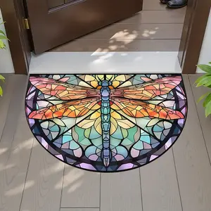 Elegant Dragonfly Pattern Non-Slip Welcome Door Mat, Velvet Material, 1000g/sq.m, 0.5mm Thick, Durable for Hallway, Living Room, Bedroom, Kitchen