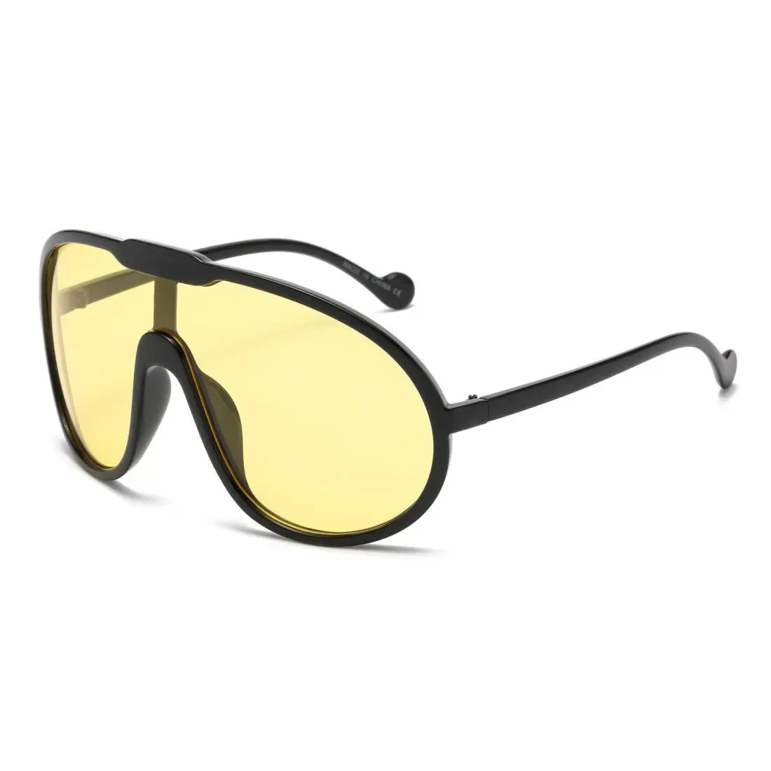 Trending Aviator 6 Sunglasses with Yellow Reflective Glass and Black Frame