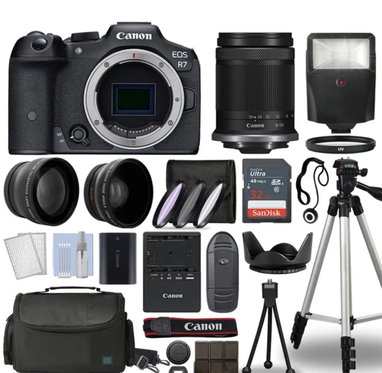 EOS R7 Mirrorless 32.5 MP Camera + 18-150mm 32GB Bundle