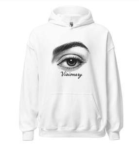 Visionary Hoodie Unisex Casual Athletic Sweatshirt Soft Spandex Fabric Graphic Design White Polyester