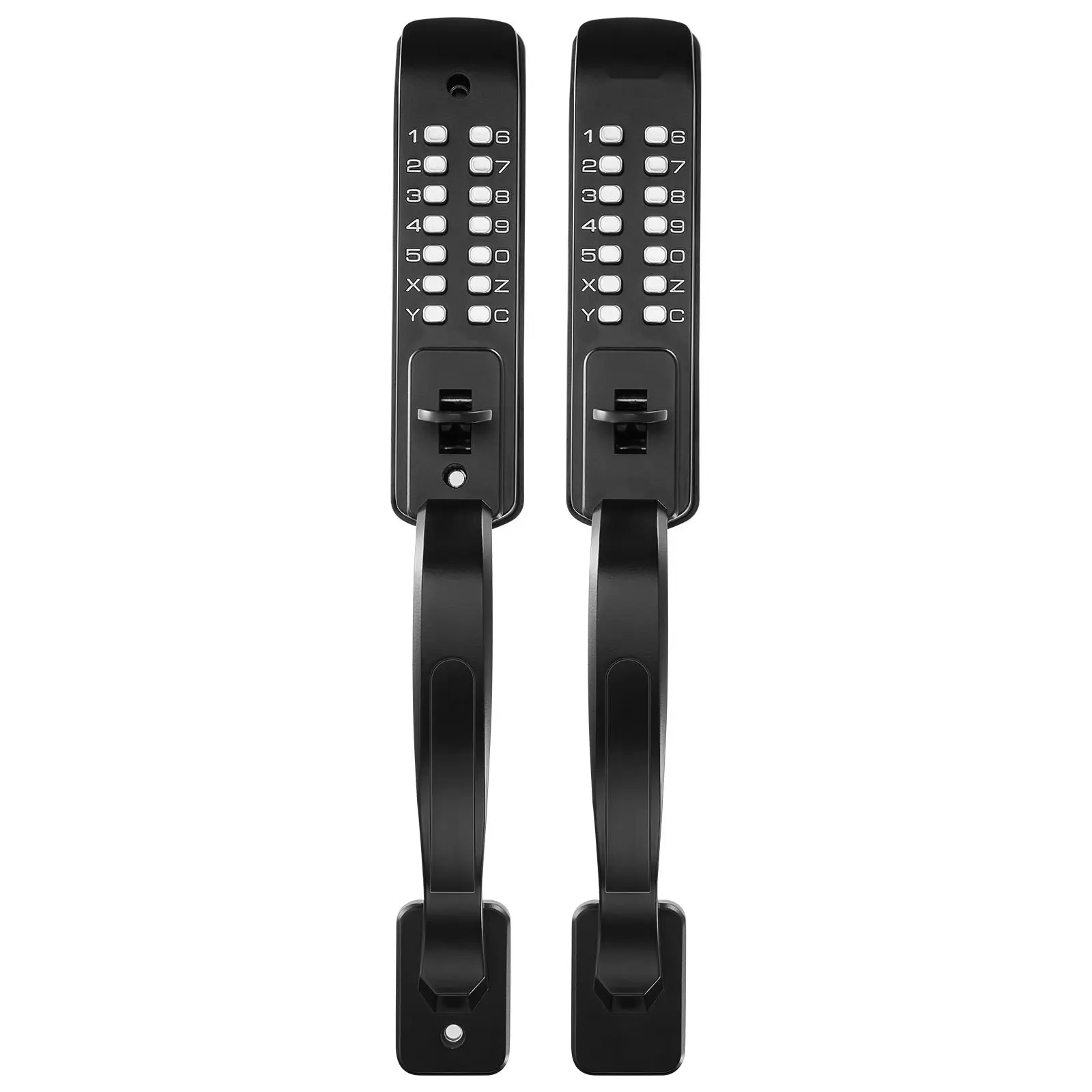 Mechanical Keyless Entry Door Lock 2.0 Code Upgrade 4-7 Digit Code Double-Sided Push Button Keypad Door Lock With Pull Handle Auto Locking For Garden Gates Indoor Or Outdoor Use Weather Resistant Durable Construction