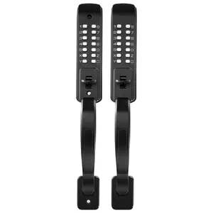 Mechanical Keyless Entry Door Lock 2.0 Code Upgrade 4-7 Digit Code Double-Sided Push Button Keypad Door Lock With Pull Handle Auto Locking For Garden Gates Indoor Or Outdoor Use Weather Resistant Durable Construction