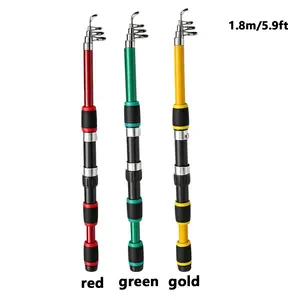 Portable 1.8M Telescopic Fishing Rod Set, Lightweight Spinning Fishing Pole with Reel, Baits & Hooks, Complete Travel Fishing Kit for Freshwater & Sea Fishing