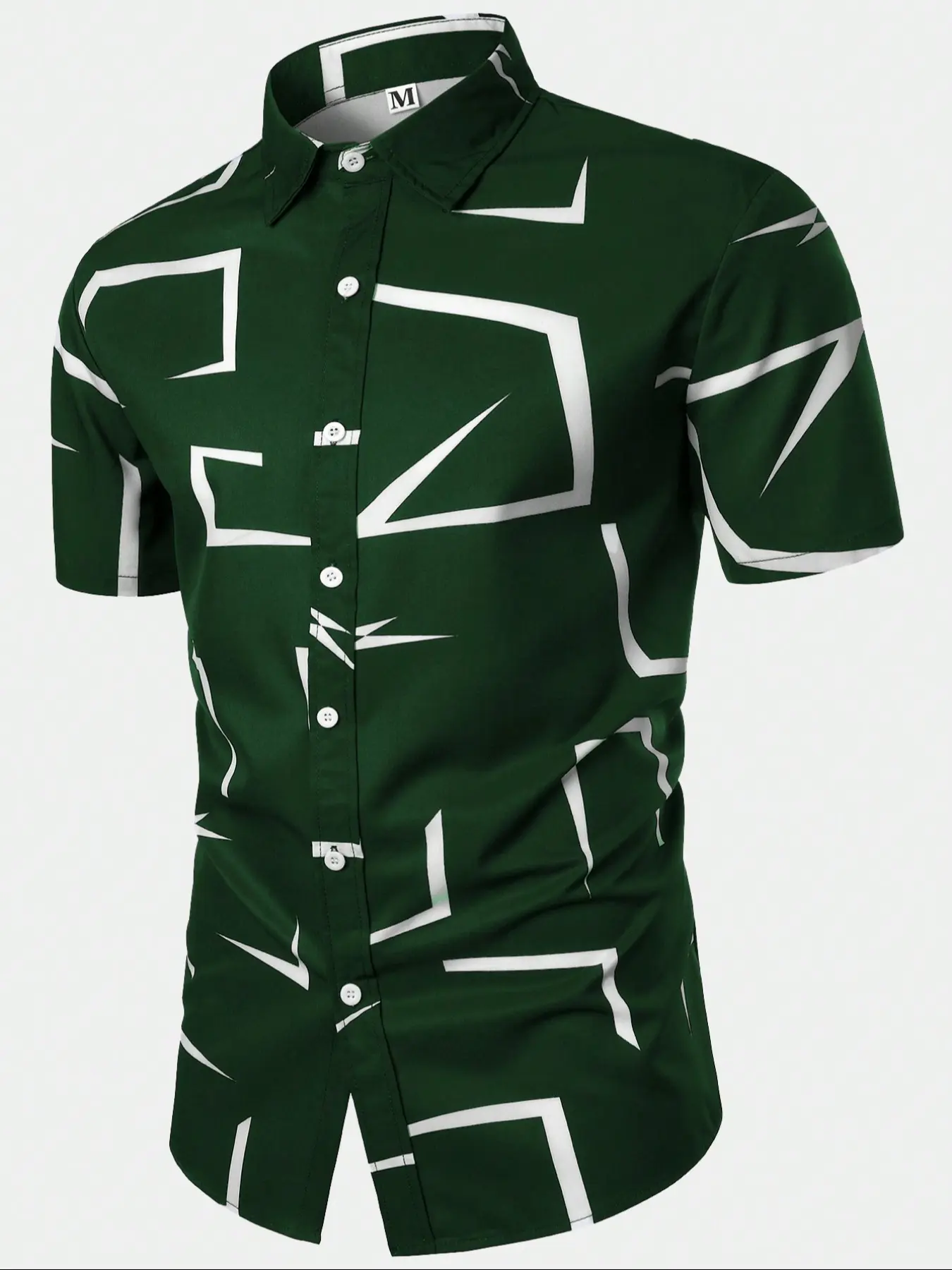 Men's Casual Printed Collared Shirt, Menswear, Top, Short Sleeve Fitted Design, All over Print, Button Front, Perfect for Vacation and Leisure Wear