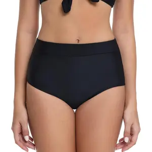 V-Cross High Waisted Bikini Bottoms Tummy Control Full Coverage Bikini Bottoms for Women