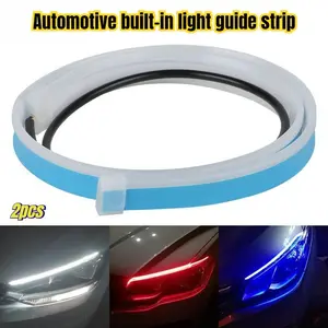 2pc30/45/60cm Car DRL Flexible Waterproof Headlight LED Strip Universal Auto Headlights RGB Turn Signal Yellow Brake Flow Lights