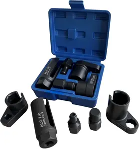 5 count  Sensor Wrench & Thread Repair Kit, Offset Low Profile O2 Sensor Socket Set with Thread Chasers, Chrome Vanadium Steel Automotive Tool for Removal and Installation