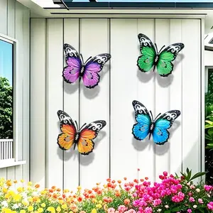 Butterfly Pattern Wall Art, 4 Counts/set Vintage Metal Butterfly Wall Decor, Rustic Iron Garden Sculpture for Indoor & Outdoor Spaces
