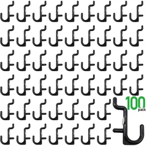 Pegboard Hooks Kit Pegboard J Hook  100PK Black Peg Hooks