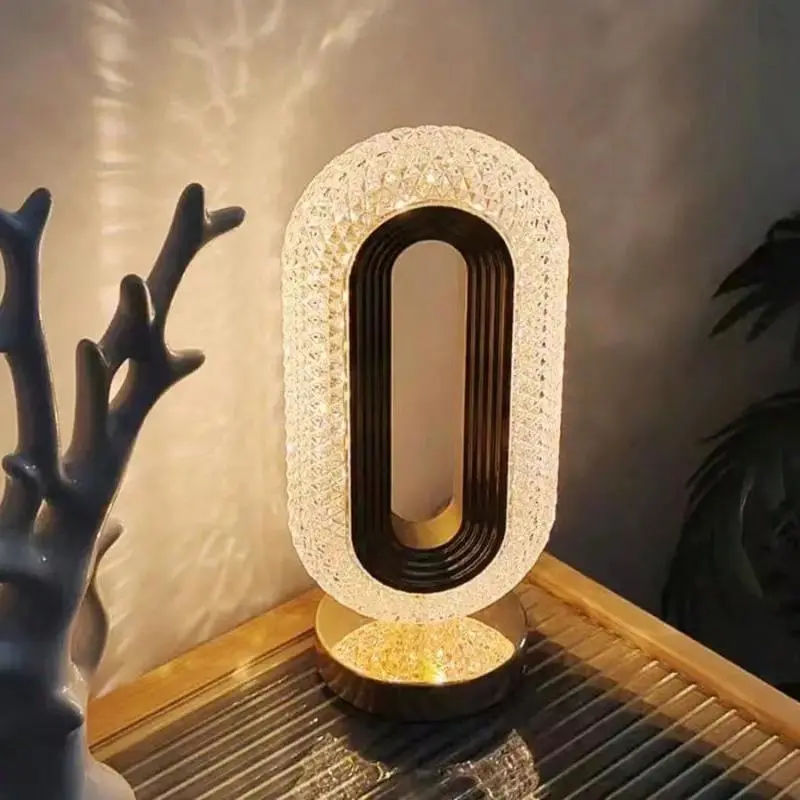 Portable Artificial Crystal Table Lamp, Desk Lamp, USB Rechargeable 3-Color-Changing Touch Control Night Light, Bedside Lamp, Decorative Light For Home Living Room Bedroom