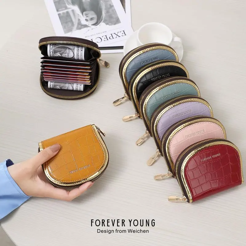 E8313 Women's Fashion Stone-Patterned PU Card Slots Wallet - Multi-Card Slot, Large-Capacity Coin Bag, Unisex Lucky Bracelet Accessory, Fashion Wallet