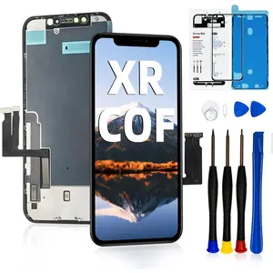For Iphone XR Screen Replacement COF 6.1 Inch LCD Display 3D Touch Screen Digitizer Frame Assembly with Repair Tools Kit for A1984, A2105, A2106, A2108 with Waterproof Adhesive Tempered Glass LMQ