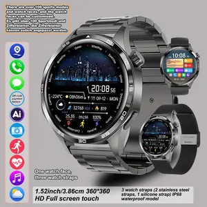 Men's and women's smart watch, HD AMOLED touch screen, compatible with Android and iOS systems, AI voice assistant, Bluetooth call answering, heart rate monitoring, fitness tracker, over 100 sports modes, multiple watch straps set, couples' watch.