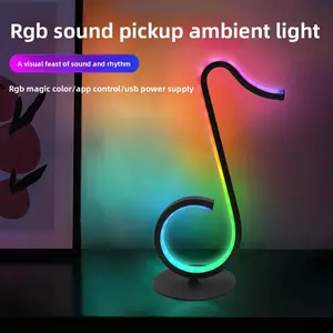12.6in RGB Colorful LED Atmosphere Light Unique Design Color Changing Strip USB Powered APP Control for Bedroom Gaming Room Living Room Night Light Hotel Decoration wall mountable table lamp