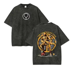 Warhammer 40,000 90s Vintage Washed T‑Shirt, Anime OOTD show Sci‑Fi Game Oversized Graphic Tee, Retro Streetwear Casual Vacation Outfit, Unisex Heavy Cotton Top for Men Women Game Fans