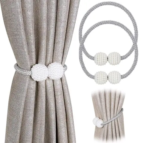 Magnetic Curtain Tieback, 2pcs Modern Simple Faux Pearl Decorative Curtain Tieback, Window Curtain Decoration Accessories Curtain Tie Backs For Curtains For Home Living Room Bedroom