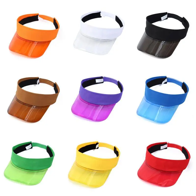 PVC Transparent Brim Sun Visor Hat, Solid Color Empty Top Visor, Lightweight Outdoor Cycling Sports UV Protection Visor Cap for Men Women Summer