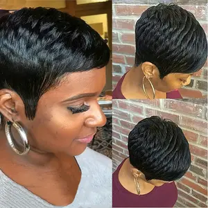 New 2024 Black Wavy Layered Pixie Cut Wig for Women - Short and Stylish Hairpiece with Natural Look and Feel