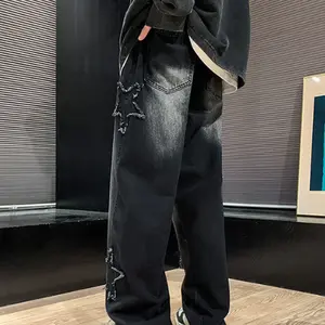 Mens Y2k Star Jeans High Waisted Hip Hop Streetwear Jeans Loose Baggy Embroidery Aesthetic Harajuku Denim Pants Menswear Casual skinny jeans