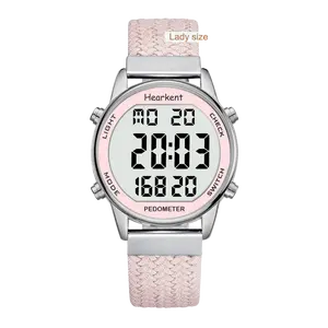 Women Pedometer Watch-Step Tracker Watch with Calories Counter-Non Bluetooth Pedometer Watches-LCD Large Numbers-30M Waterproof Watch-Sport Pedometer Watch Step Counter for Walking Visit the Hearkent Wristwatch Button