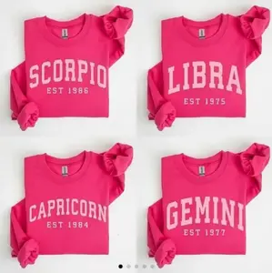 Custom Zodiac Sweatshirt, Personalized Year  Astrology Pullover, Black Unisex Crewneck, Cute Horoscope Birthday Gift, Celestial Sign Outfit 2026, Gift For Her, For Him