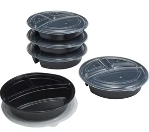 Mainstays 3-Compartment 1L Round Meal Prep Food Storage Container, 5 Pack Kitchen Lid