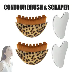 4 Piece Lymph Drainage Facial Brush Set, Jaw and Chin Shaping, Dry Brush Massager, Ergonomic Design, Stainless Steel Material
