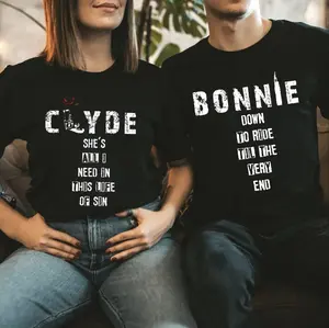 Matching Couple T-shirt Bonnie And Clyde - Gift For Couple Cotton Fit Top Womenswear Chic Clothes