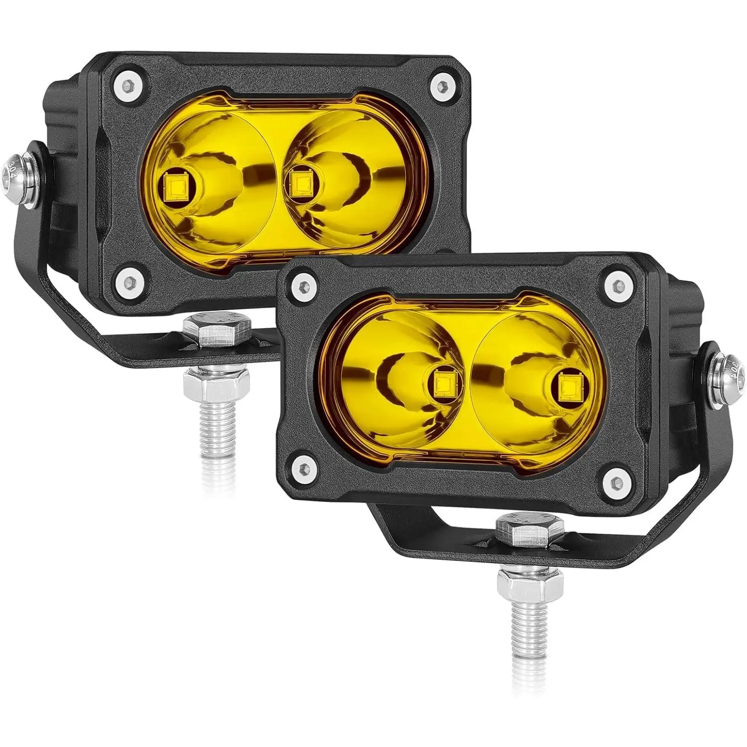 Yellow LED Pods 3 Inch 40W Spot Offroad Driving Light Pods Yellow Bumper Fog lights Waterproof Amber Mini LED Pod Light 2PCS for Truck Motorcycle UTV ATV Boat
