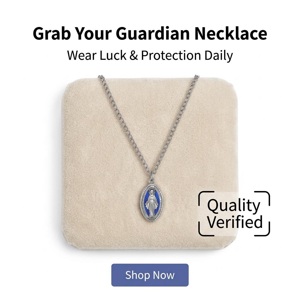 Virgin Mary Necklace Blue Enamel Craft Pendant Necklace