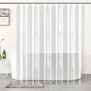 Clear Shower Curtain Liner, 1 Count Waterproof Bathroom Curtain with 3 Magnets & 12pcs Plastic Hooks, Bathroom Decor, Home Decor