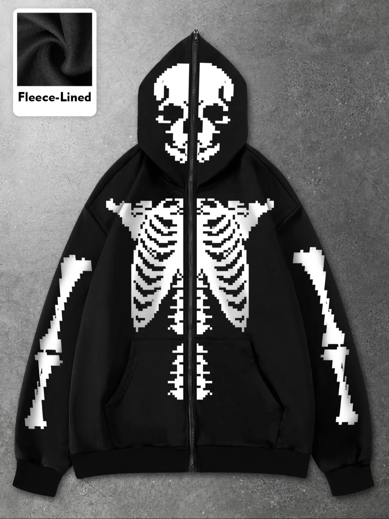 Men's Skull Skeleton Print Hooded Sweatshirt, Street Style Fitted Pullover, Fall & Winter Fashion, Perfect for Back-To-School or Holidays, Hoodie Sweatshirt