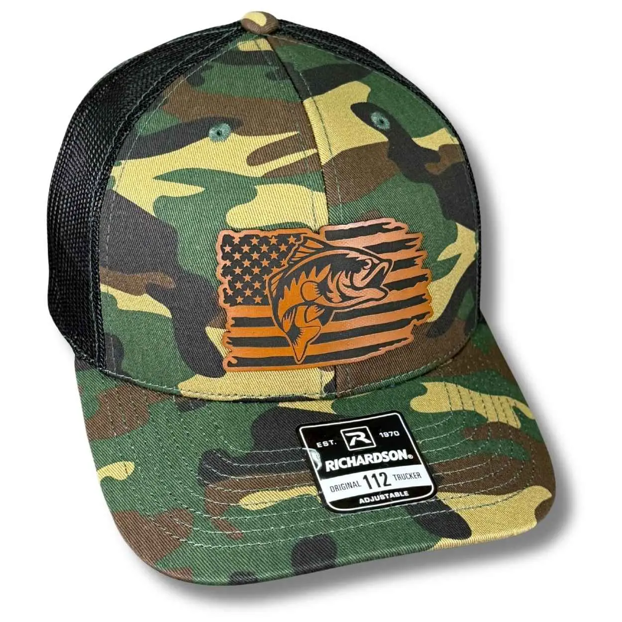 Fishing Distressed American Flag Patch Hat Tattered