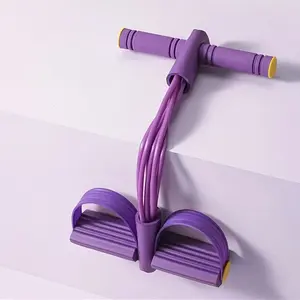 6-Tube Elastic Yoga Pedal Puller Resistance Band - Multifunctional Pedal Pull Rope Resistance Band, Pedal Ankle Pull Trainer, TPE Fitness Equipment for Sit-Ups, Yoga Stretching and Slimming Training Gear, Ideal for Full-body, Abdominal,