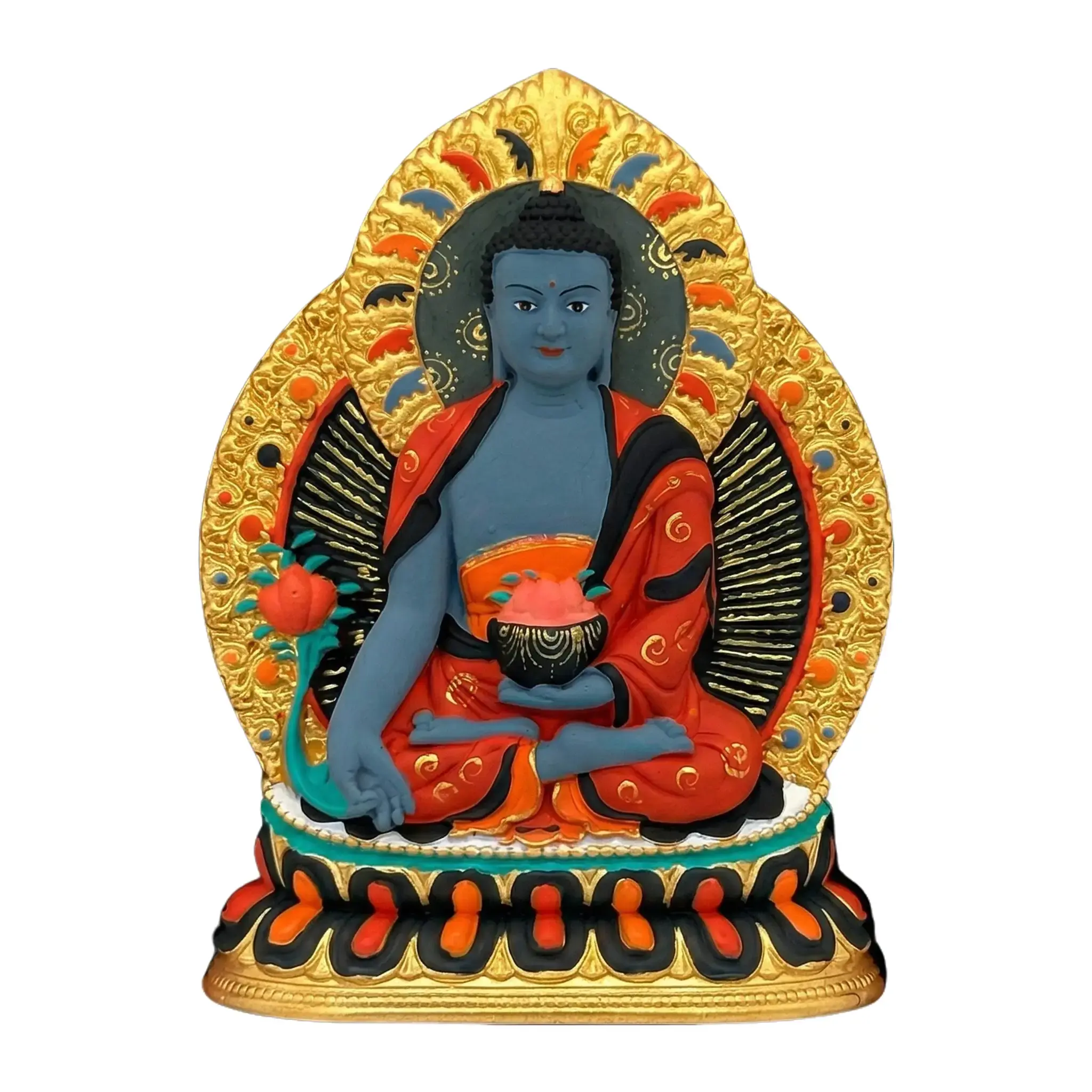 Vintage collectibles Traditional Chinese Medicine Buddha thangka statue, a revered symbol of health, peace and positive energy in Oriental culture. Exquisitely crafted as a cultural amulet for blessing and collection.