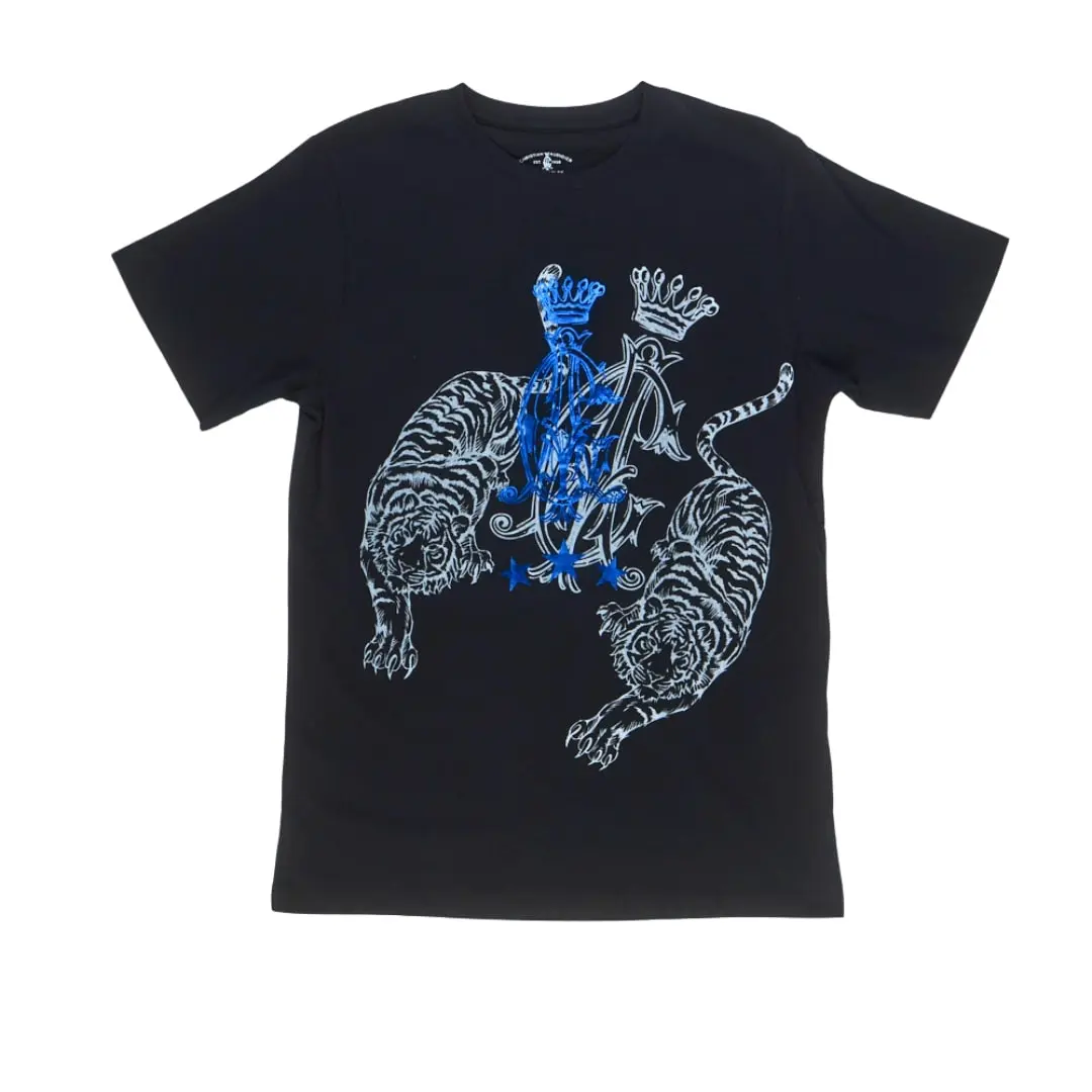 CA Tiger Tee - 100% Cotton Menswear Tshirt with Metallic Details and Screen-printed Logo for All Seasons Streetwear