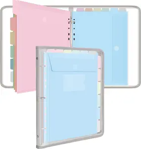 Document Organizer, Soft PVC Binder with 12 Colorful Pockets - Zipper Binder 3 Ring with Dividers Letter Size (11'' x 8.5'')-Large Capacity Cute Folder for School, Office & Home Use​ (Grey)