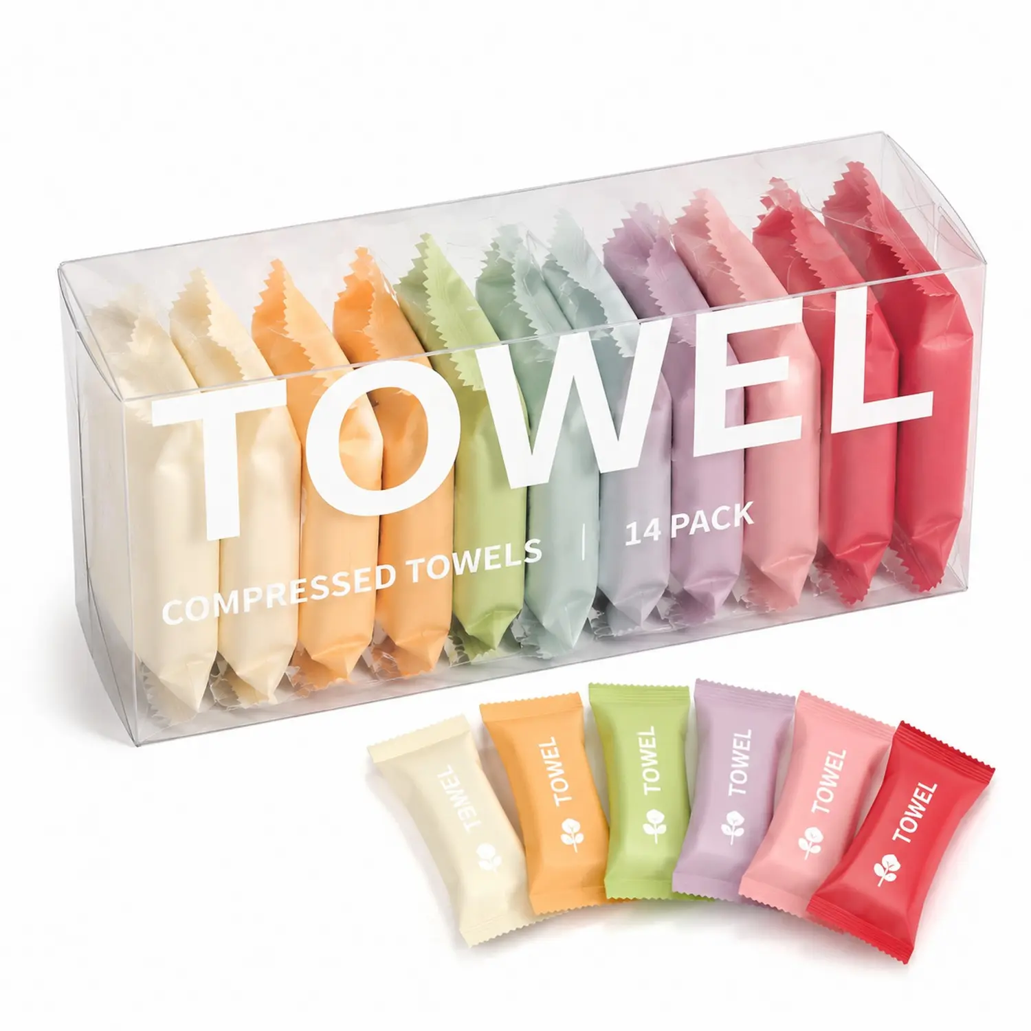 14-PCS Disposable Compact Compressed Towels, Portable Travel-Ready Expandable Non-Woven Face Washing Towels, Thick Super Absorbent Soft Bathroom Cloths for Travel, Daily Use