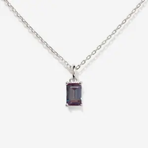 Birthstone Alexandrite Silver Necklace - June