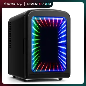 【DealsForYouDays】Mini Fridge - 4L/6-Can Portable Energy-Saving Ice-Cold Cooler Mini Fridge with Gaming Light, AC/DC Power, Compact for Skincare, Food, Black, Cooler Mini Fridges