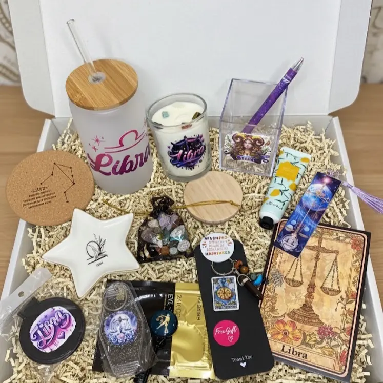 Zodiac Box with Decorative Elements, Includes Candle, Pen, and Decorative Gift Box