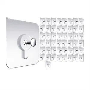 Wall Hangers Without Nails, Wall Hooks for Hanging, 50 Packs Adhesive Wall Hooks, Picture Hangers for Living Room