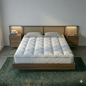 Luxury Mattress Topper 4 Inch 10 cm Thick Quilted Mattress Pad Soft Plush Breathable Comfortable Bed Topper Hypoallergenic Durable Mattress Protector for Single Double Queen King Size Beds